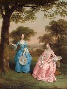 Double Portrait of Alicia and Jane Clarke in a Wooden Landscape